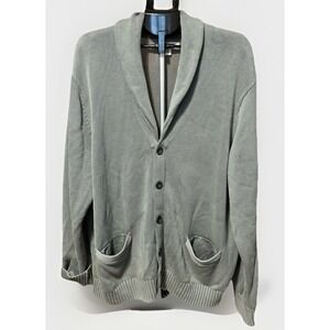 GOODTHREADS Men XXL Gray Green Cardigan Knit Shawl Collar Grandpacore Professor